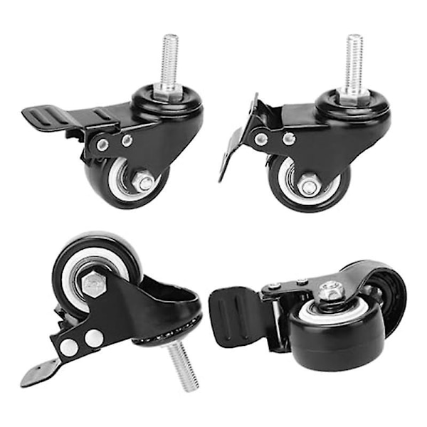 Rullhjul, Rullhjulssats med 4 stycken, tungt utförande - gängad stångmontering (5/16 tum) Swivel-rullhjul med broms