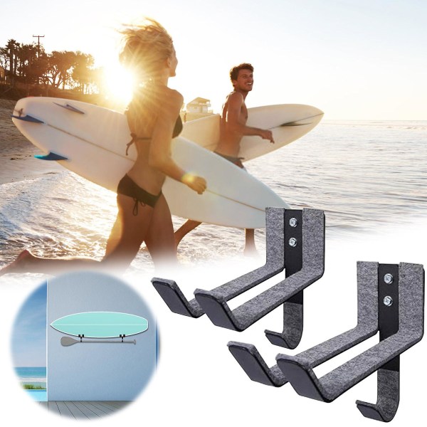 Surfboard Hook Hanger Skateboard Snowboard Hängande Vägg Hängande Vägg Med Matta Sports Paddling Långt Handtag Trä Paddel