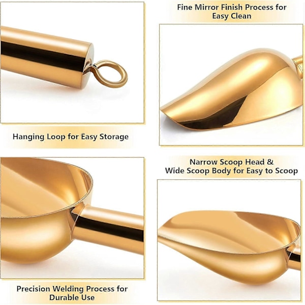 Mini Skopa Set om 4, 3 Oz Små Burk Skopor, Guld Godis Universal Skopor
