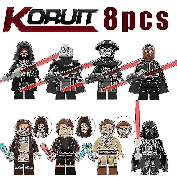 8pcs Star Wars Series Character Anakin Skywalker Darthmaul Obi-wan Minifigure Assembled Mini Building Block Action Figures Toy Kids Gift