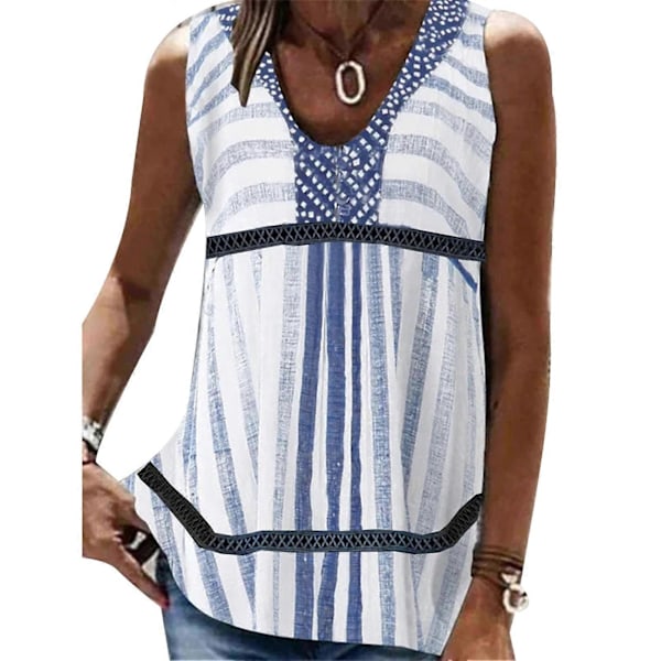 V-hals Ærmeløs Løs Pasform Trykt Patchwork Sommer Moderigtig Blød Dame Casual Tank Top til Daglig Fest Ferie