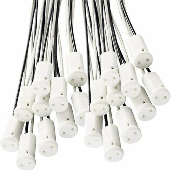 Paket med 25 G4 Lampsocklar G4 Sockel Lamphållare med Keramiska Lamphållare för G4 LED Halogenlampor, 10cm Kabel