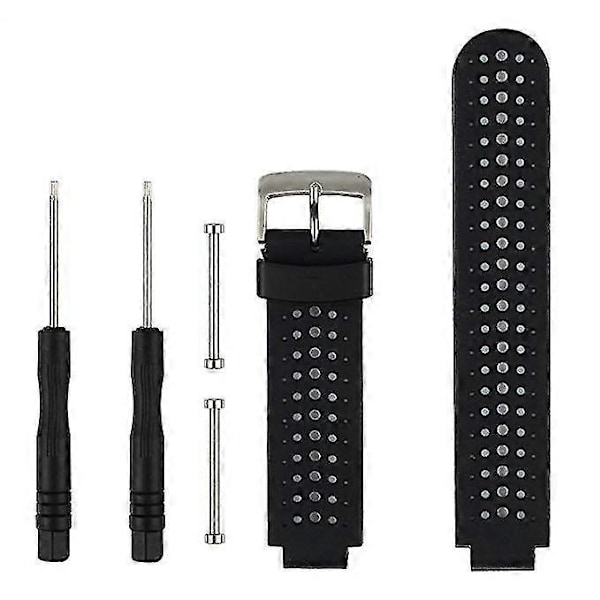 Garmin Forerunner 230 / 235 / 620 / 630 / 735xt To-farvet Silikon Sportsrem Sort 1 Stk