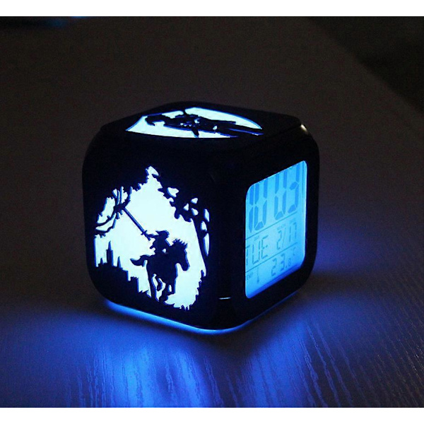 The Legend of Zelda Kreativ 3D Stereo LED Liten Väckarklocka Barnrum Sovrum LED Nattlampa Elektronisk Klocka Sängbordsklocka - USB Laddning