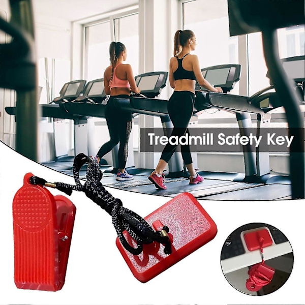 Sikkerhetslås for tredemølle, rektangulær nødstopp, universelt sikkerhetsutstyr for løpemaskin for fitness