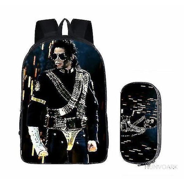 Skoletasker til Studerende Piger DIY Michael Jackson Print Børneskoletasker til Drenge Børn Mænd Bogtaske 2-delt Sæt med Blyantsæske