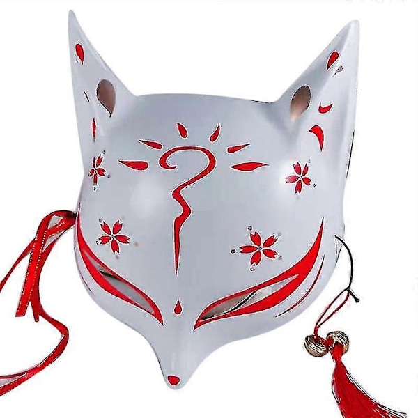 Kitsune Revemasker For Cosplay Japansk Kabuki Tradisjonell Halloween Fest Kostyme Tilbehør Med Justerbar Bandasje