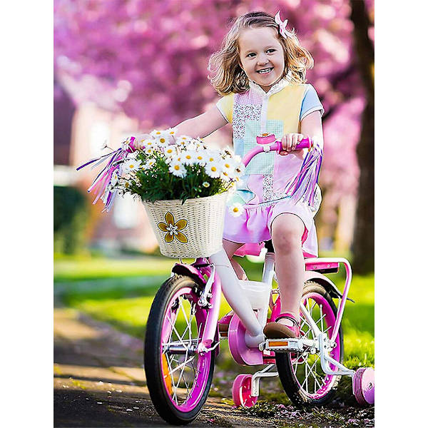 Barncykelkorg med Rem - Toddler Vävd Rattan Multifunktionell Cykelkorgar