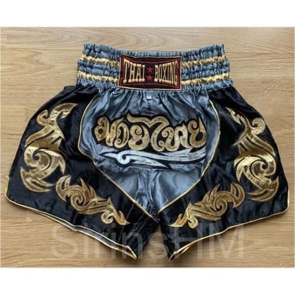 Korte Barn - Traditionel THAI - Kickboxing - Farve Grå - Størrelse 12-14 år grå 12-14 år gammal