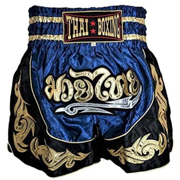 Kort Barn - THAI Boxning Kickboxning - Blå Färg - Storlek 12-14 ÅR - 100% Satin Polyester Blå M