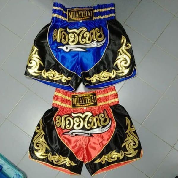 Shorts til Boxe - Traditionel THAI - Rød - Børne- og Voksenstørrelser - 100% Satin Polyester Röd XS