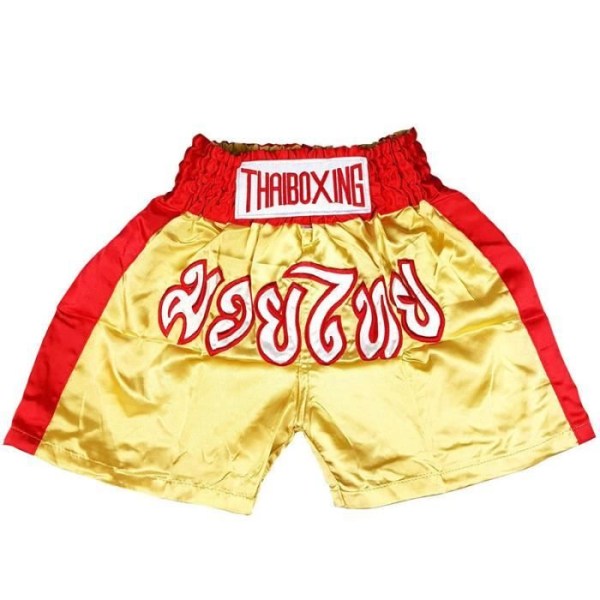 Traditionella thaiboxningsshorts Kickboxning Special Muay Thai MMA | Gul | Barn och vuxenstorlekar | Thailand - XS