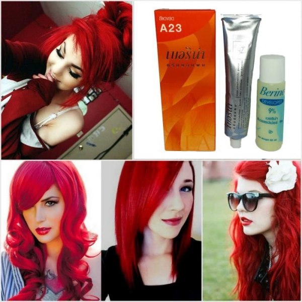 Gör-det-själv hårfärgning Röd färg A23. Effektiv och innovativ produkt som håller länge.