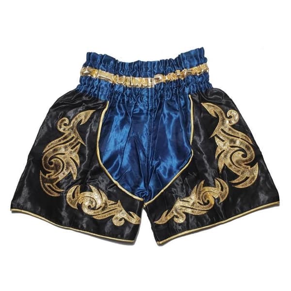 Kort Børne - THAI Boksning Kickboxing - Farve Blå - Størrelse 10-12 ÅR - 100% Satin Polyester - S