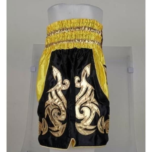 Kort børnetøj - THAI Boxe Kickboxing - Gul farve - Størrelse 12-14 år - 100% Satin Polyester Gul M