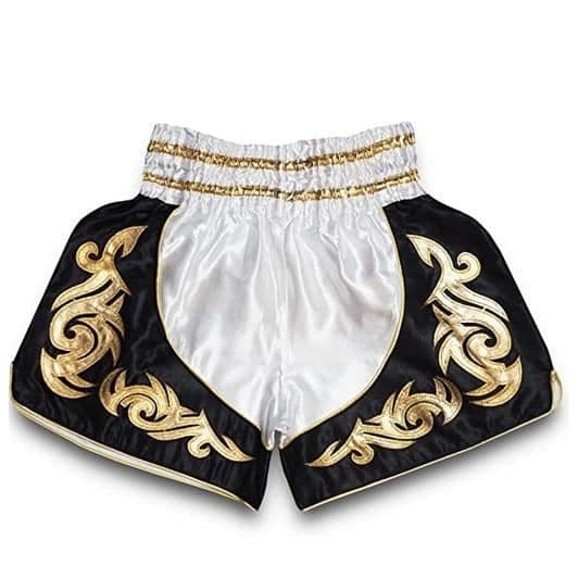 Kort Barn - THAI Boxning Kickboxing - Vit Färg - Storlek 12-14 år - 100% Satin Polyester - M