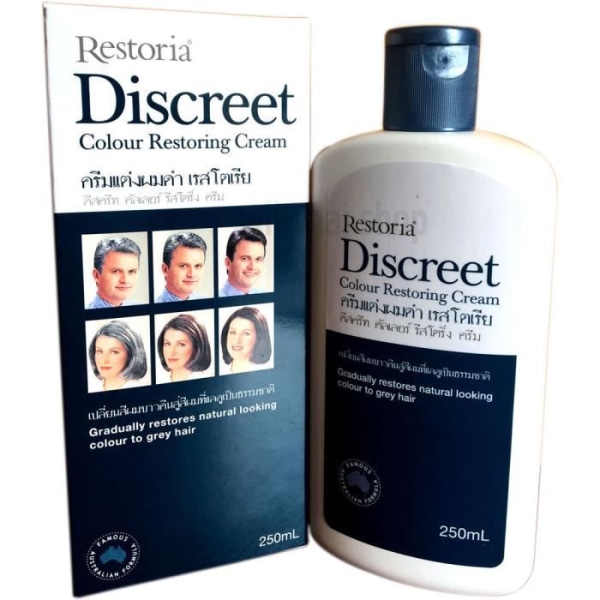 Restoria Discreet 150ml | Färgkräm återställer naturlig grå hårfärg | Lämplig för män och kvinnor