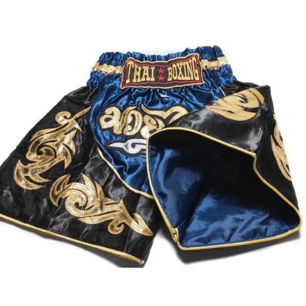 Short Enfant - THAI Boxe Kickboxing - Färg Blå - Storlek 10-12 ÅR - 100% Satin Polyester - S