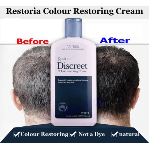 Restoria Discreet 250ml | Färgkräm återställer naturlig grå hårfärg | Lämplig för män och kvinnor