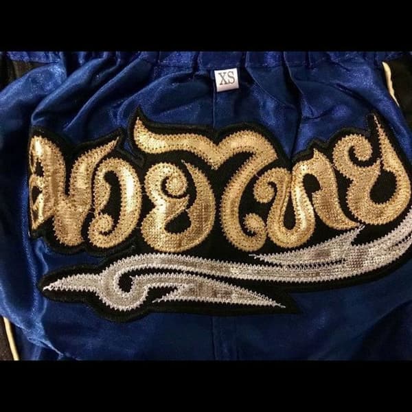 Kort Muay Thai - Traditionel - Blå - Børne- og Voksenstørrelser - 100% Satin Polyester Blå XL