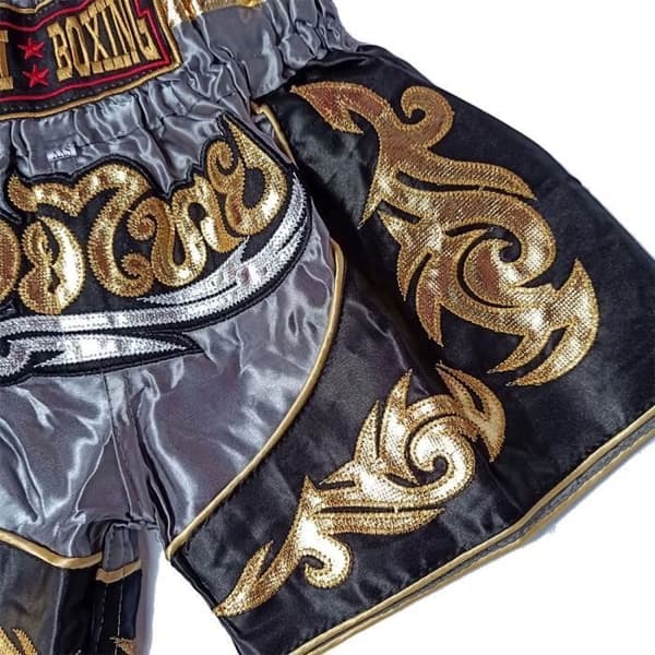 Korte Barn - Traditionel THAI - Kickboxing - Farve Grå - Størrelse 12-14 år grå 12-14 år gammal