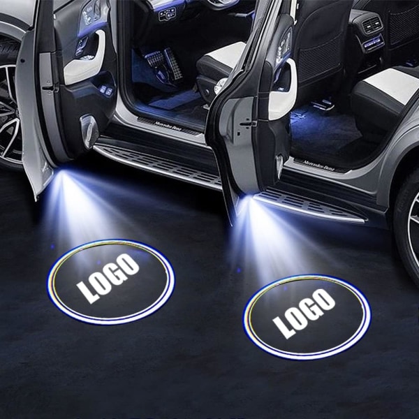 2 st bil LED projektor, bildörr välkomstljus, ljus lampa för Benz E/C/S/GLA/GLC/GLB, LED logotyp belysning bildörr,