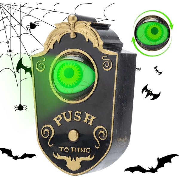 Halloween-dekorationer, Halloween-dörrklockadekor med spöklika ljud, animerad upplyst ögonglob för Haunted House Sunmostar