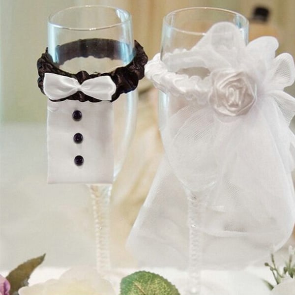 Betterlifefg-2st/ set Brud och brudgum Cover Champagneglas koppdekoration för bröllopsinredning