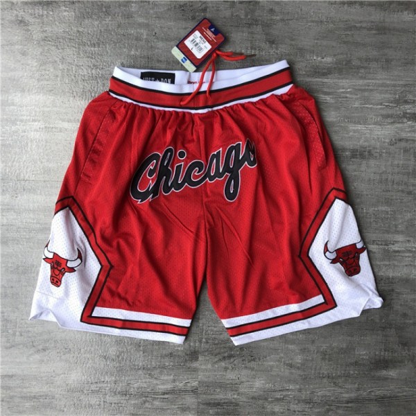 Starlight-NBA Chicago Bulls Red Shorts Broderade Vintage Sports Training Shorts Basketshorts, XL