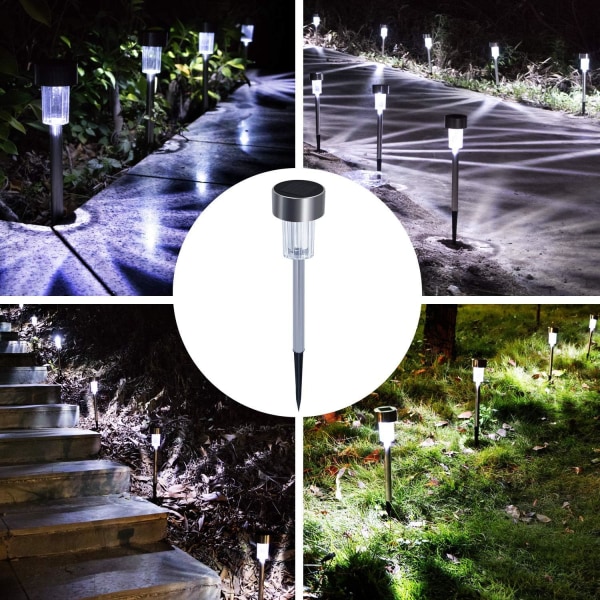 Lampor Solaire Exterieur Jardin Lot de 12 Lumiere Exterieur Jardin LED en Acier Inoxidable Étanches Eclairage Exterieur Pour Terrasse, Pelou Sunmostar