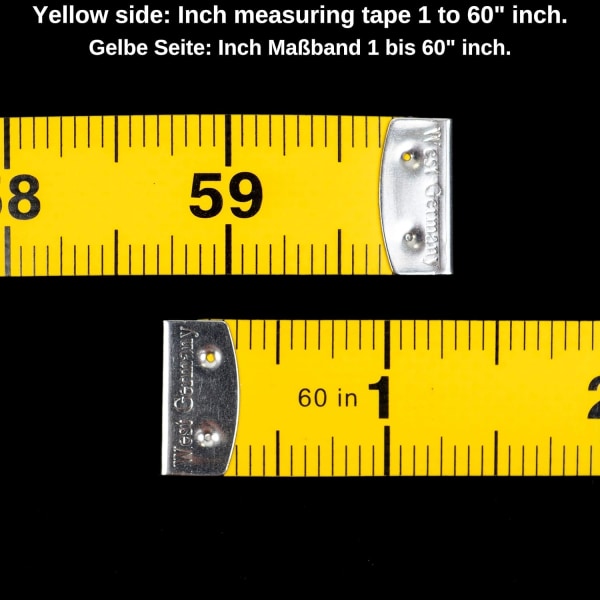 Skräddarmåttband med en total längd på 150 cm 2 i 1 måttband med cm och tum gradering, mätning av kläder, kroppsfett, glasfiber Sunmostar