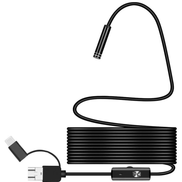 Endoskopkamera 3 i 1, USB, LED, IP67, Svart