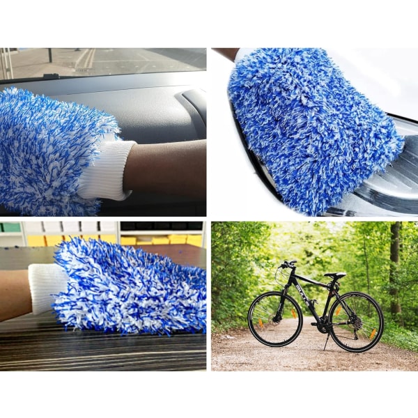 Ett par biltvättshandskar i mikrofiber, anti-swirl och anti-scratch tvätthandskar för våt bilvård Sunmostar