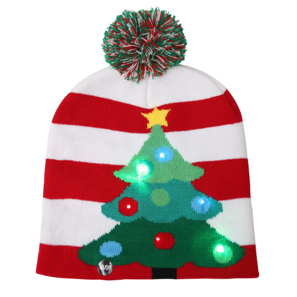 Jul Unisex Vuxen Light Up Stickad Beanie Ugly Sweater LED Light Up Hat Xmas Holiday Party Favors Sunmostar