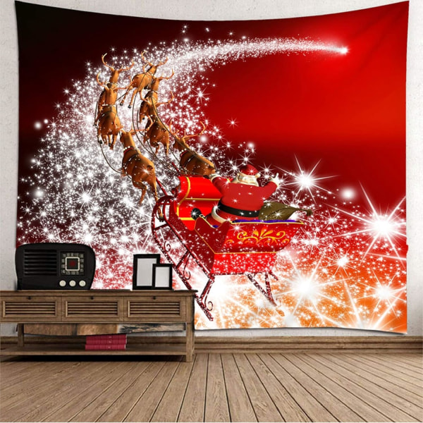 Vägghängande, Santa Claus Sleigh Stars 3D-mönstertapet för vardagsrummet i sovrummet, röd (150x130 cm) Sunmostar