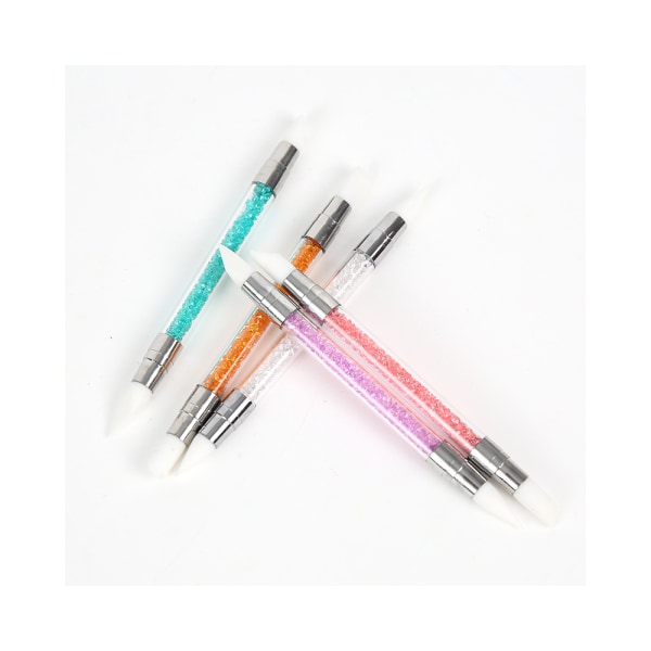 5 Styck Silikon Nail Art Acrylic Pen Borstar, Strasshandtag Dubbelsidig Nail Art Pen Sunmostar