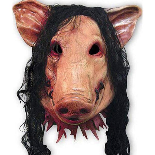 Halloween Latex Pig Head Mask med hår Djur Mask Gris Skräck Skräck Dräkt Tillbehör Prydnadsklänning Halloween Masquerade Sunmostar