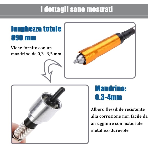 Universal flexibel flexibel axel 6,5 mm för flexibel förlängningskabel, borrslipaxel, fäste för Dremel och roterande slipverktyg