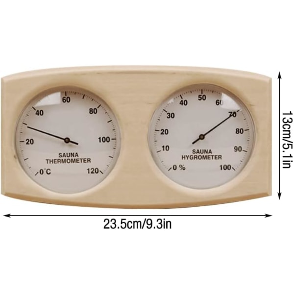 Bastutermometer i trä, bastutermometer och hygrometer 2 i 1 bastutermometer för bastu, ångbastu, biobastu och infrakabin Sunmostar