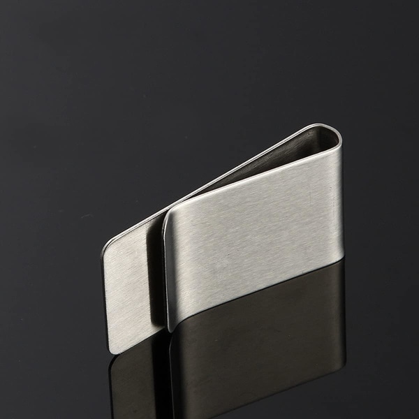 Pengaklämmor, metallklämma kreditkortshållare i rostfritt stål, polerade sedlar Fakturahållare, silver, 2 st