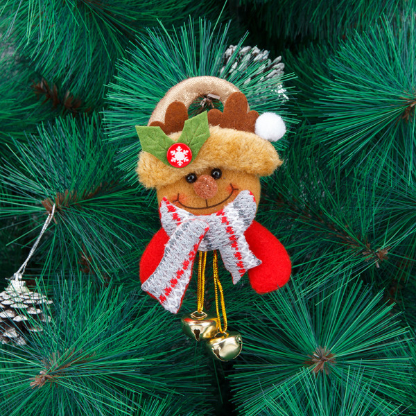 Betterlifefg-julklocka litet hänge jul dubbelklocka tecknad huvud rådjur hänge hänge julgran dekoration present Sunmostar
