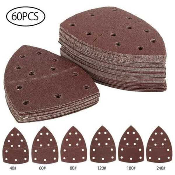 Lot De 60 Feuilles Abrasives Triangulaires Pour Ponceuse Black & Decker Mouse - Grains 40 à 240 - Compatible Avec Les Ponceuses De Détail 140 Mm - 2