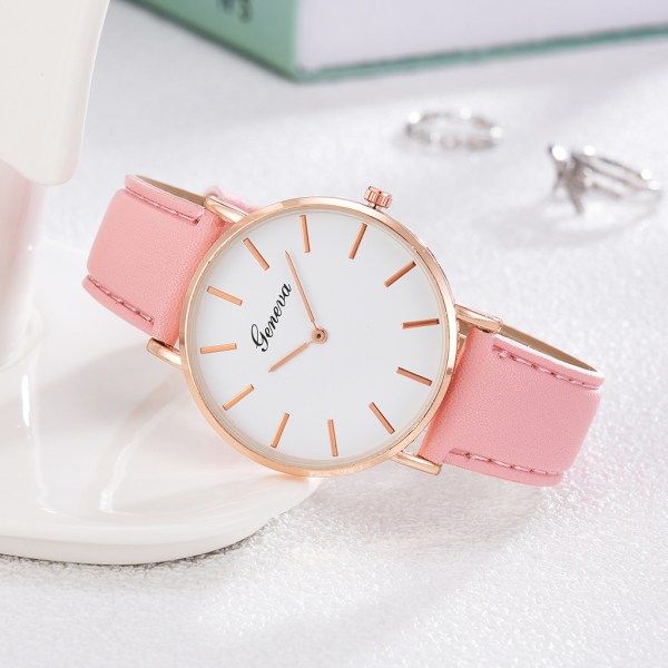 2-delat Enkelt watch Damklocka Temperament Mångsidigt Mode Dam Quartz Watch Star Armband Set Combination, Pink Betterlifefg