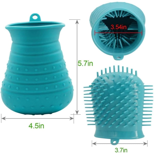 2 i 1 bärbar silikonborste för djurskötsel - perfekt för aktiva hundar eller regniga dagar (blå) tasstvätt, Versailles
