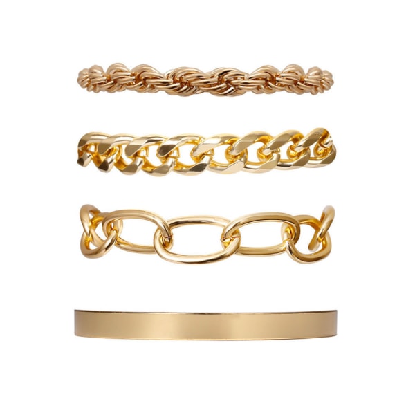Tjocka guldfärgade berlockarmband Armband Modesmycken 4st Punk Curb Cuban Chain Armband Set för kvinnor Presenter Betterlifefg