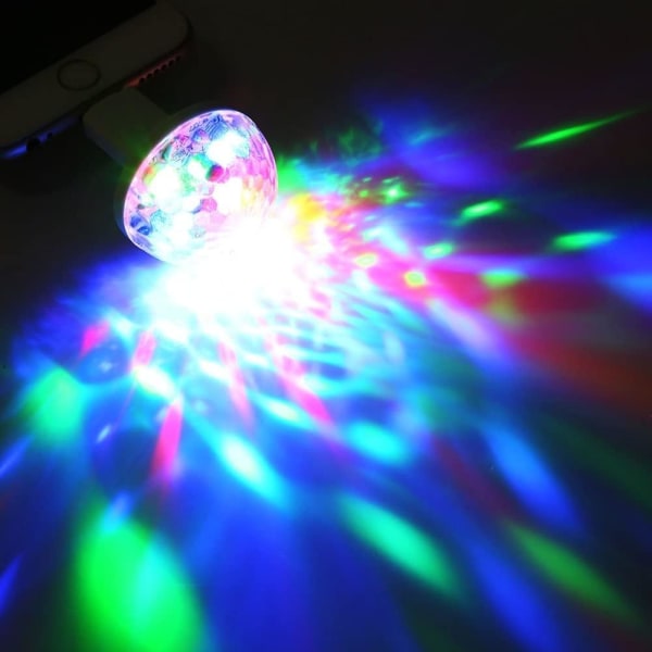 Mini USB Disco Light LED Magic Ball Light Taklampa med Smartphone Adapter för DJ Dekoration Party Jul Halloween Party Club för C Sunmostar