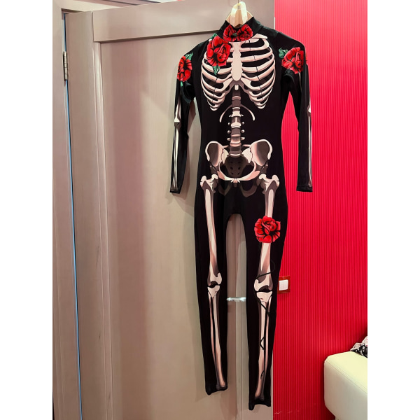 Kvinnor Cosplay Skeleton Rose Sexig Body Halloween Devil Ghost Spectre Jumpsuit Romper Party Carnival Performance Skrämmande kostym Extra 2% O Sunmostar