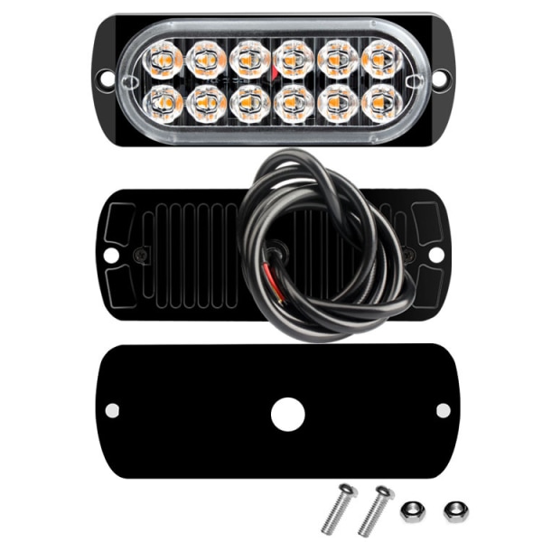 12 LED Car Strobe Broms Light - 12V-24V Vehicle Light Bar - Säkerhetsblinkljus för bil, nyttofordon, båt, släp, husvagn Sunmostar