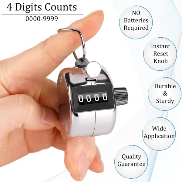 Betterlifefg-4-siffrigt nummer Handhållen Tally Counter Digital Golf Clicker Manuell Träning Räkna Counter Metal Counter