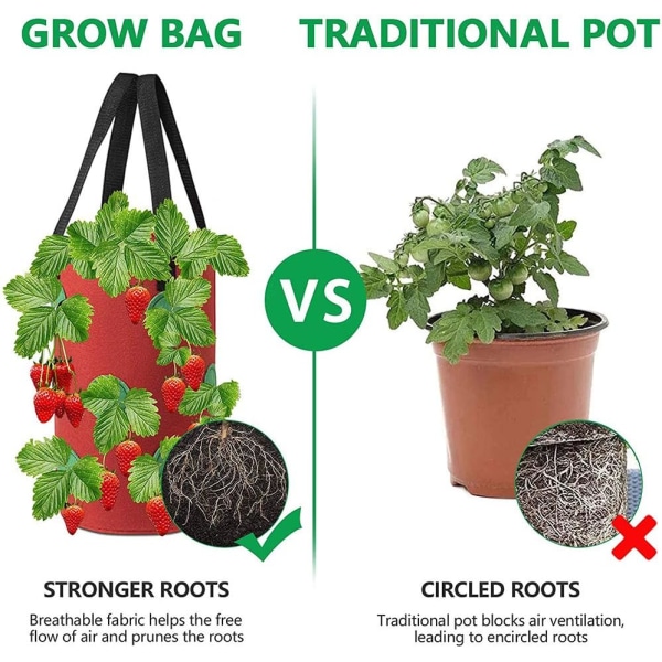 Non Woven Plant Bag, Andas Strawberry Plant Bag, Hängande Planteringspåse, Strawberry Grow Bag, Gardening Strawberry Seedling Bag, Strawber Sunmostar